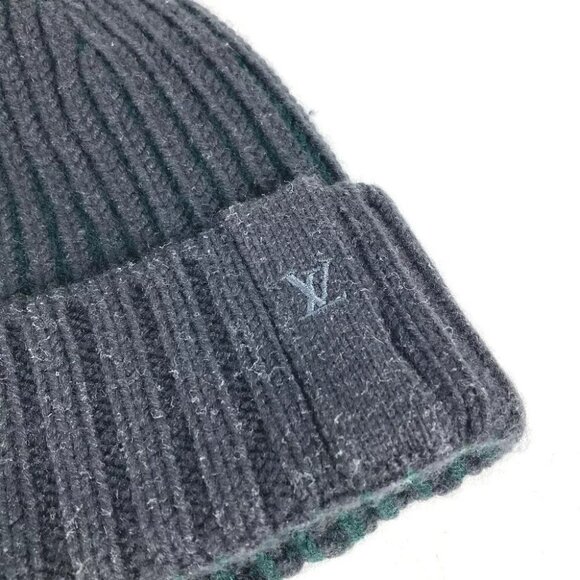 LOUIS VUITTON beanie hat knit hat knit cap LV logo Knit hat wool gray/Green main image 7